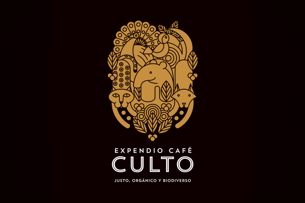 Versión negativa de la ilustración desarrollada para Culto Expendio Café