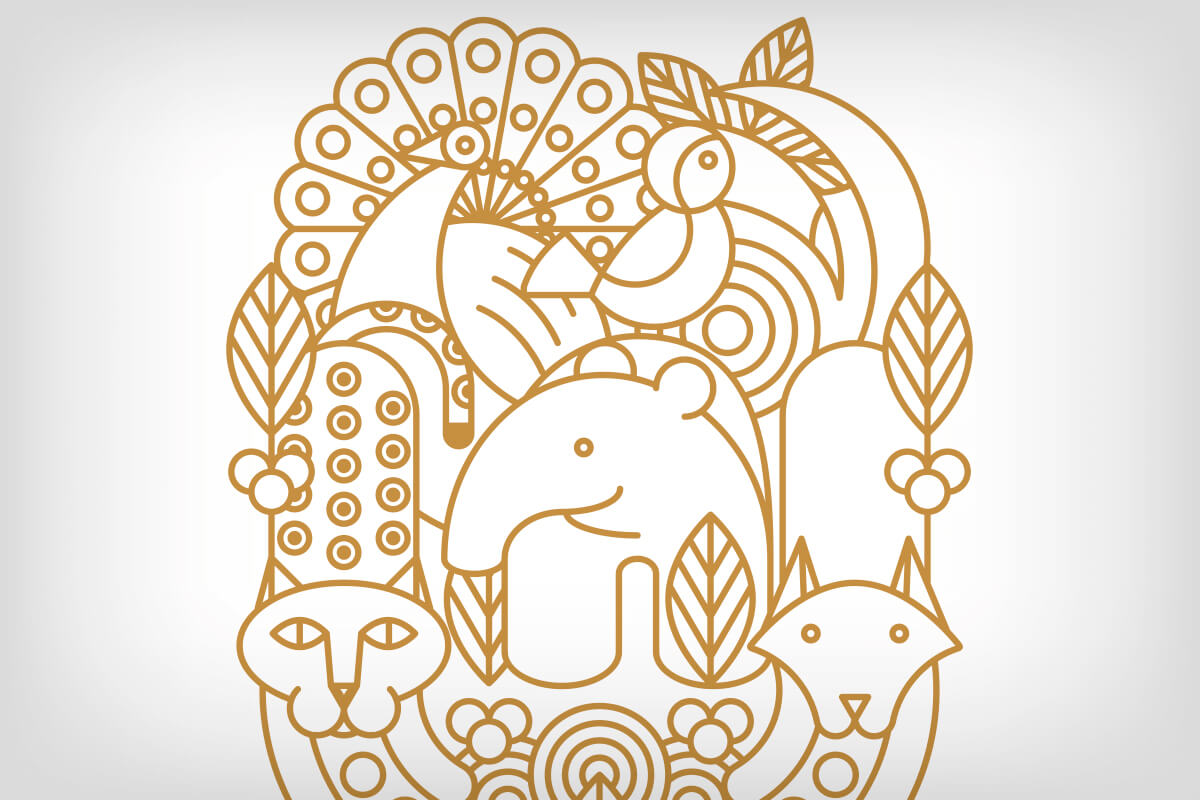 Detalle ampliado de la ilustración ornamental desarrollada para Culto Expendio Café