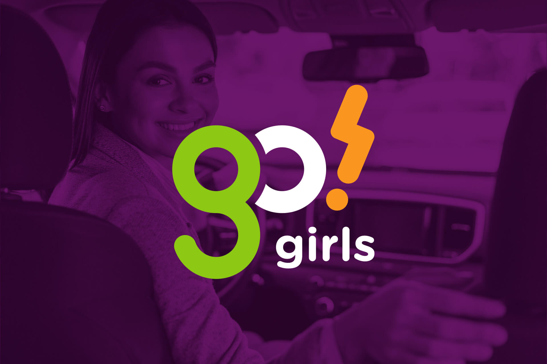 Logotipo de Go! Girls en versión negativa para una aplicación de transporte para mujeres