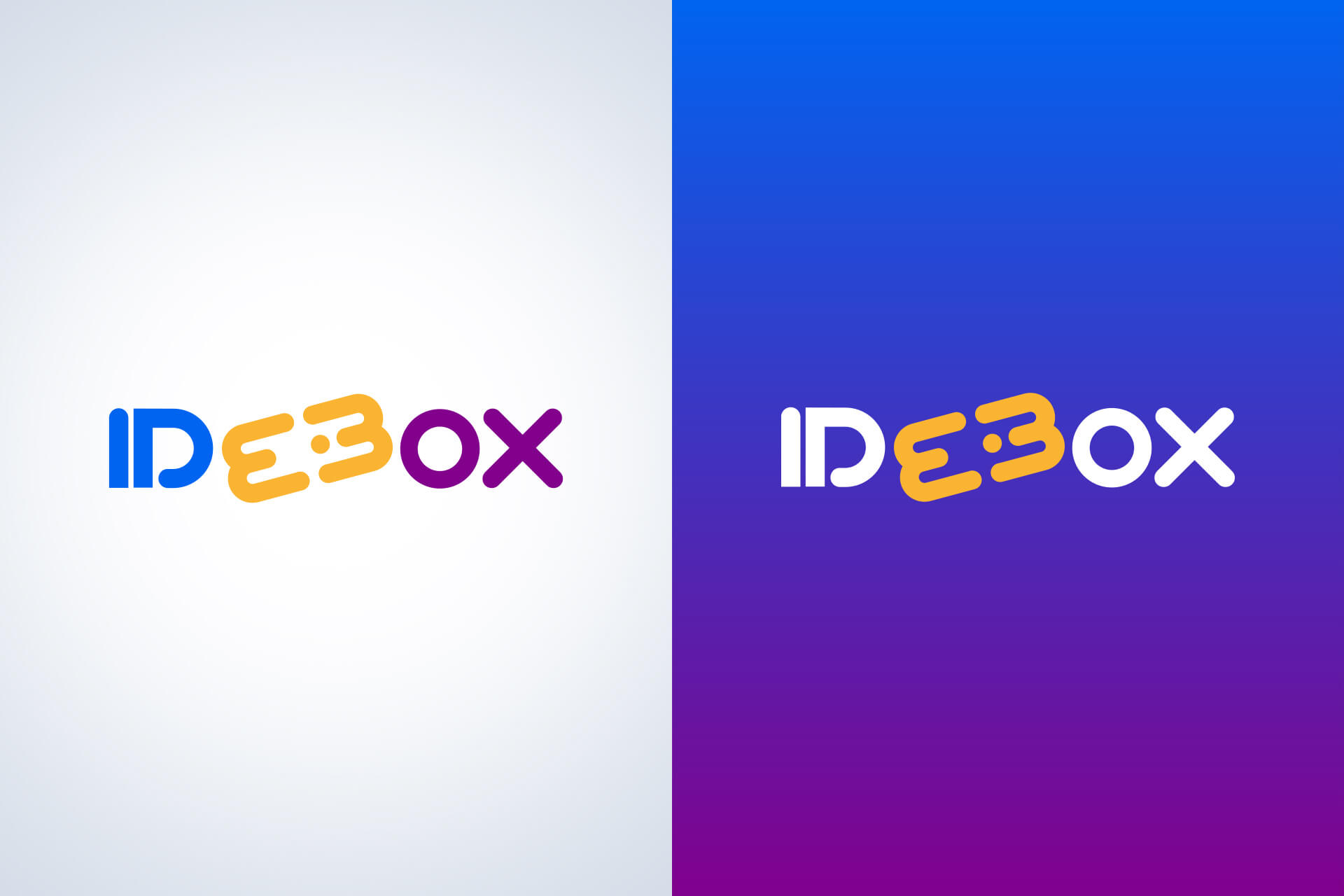 Logotipo actualizado de Idebox en versiones positiva y negativa con colores vibrantes y saturados