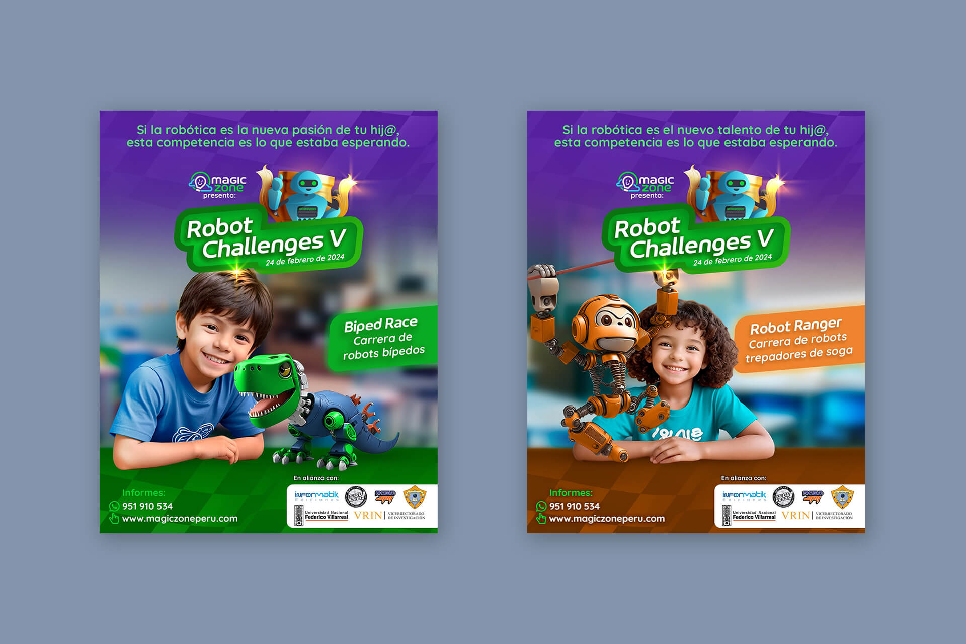 Flyer promocional de Magic Zone para competencia Robot Soccer y actividades de robótica
