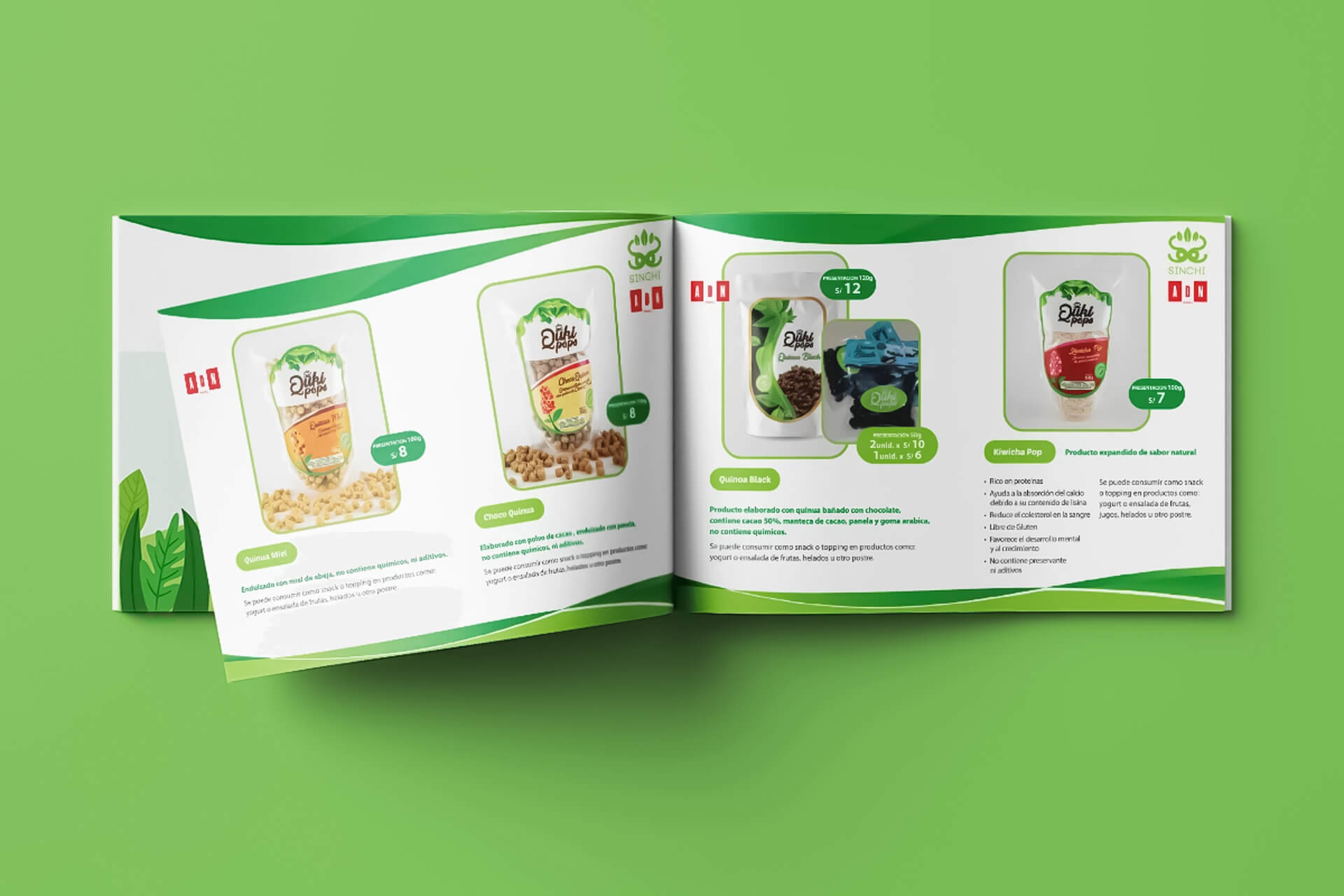 Página interior con información de productos Sinchi