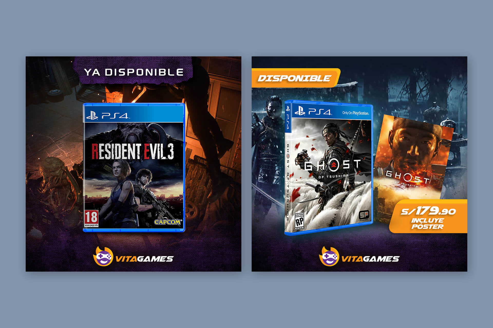 Flyers de VitaGames para redes sociales