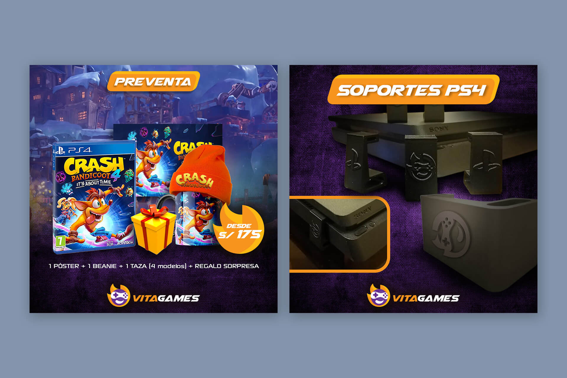 Ejemplos de flyers de VitaGames para redes sociales