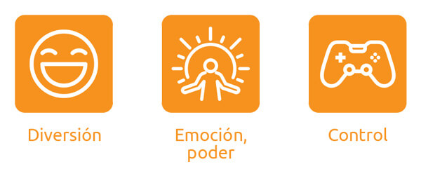 Conceptos visuales de VitaGames: diversión, emoción y control